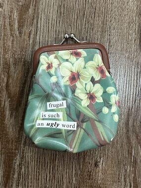 Floral Kiss-Lock Coin Purse in Green by Anne Taintor